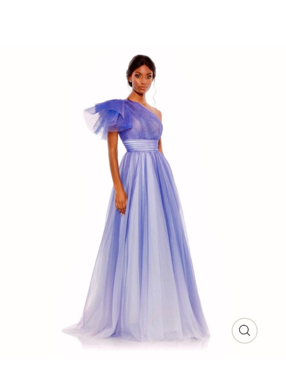 Mac Duggal Lavender Ombré Glitter One-Shoulder Tulle Evening Ball Gown Size 12